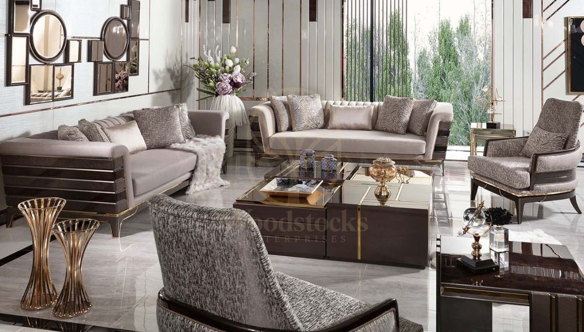 Luxury Aurenza Handcrafted Teak Sofa Set, Saharanpur, Sofa Set