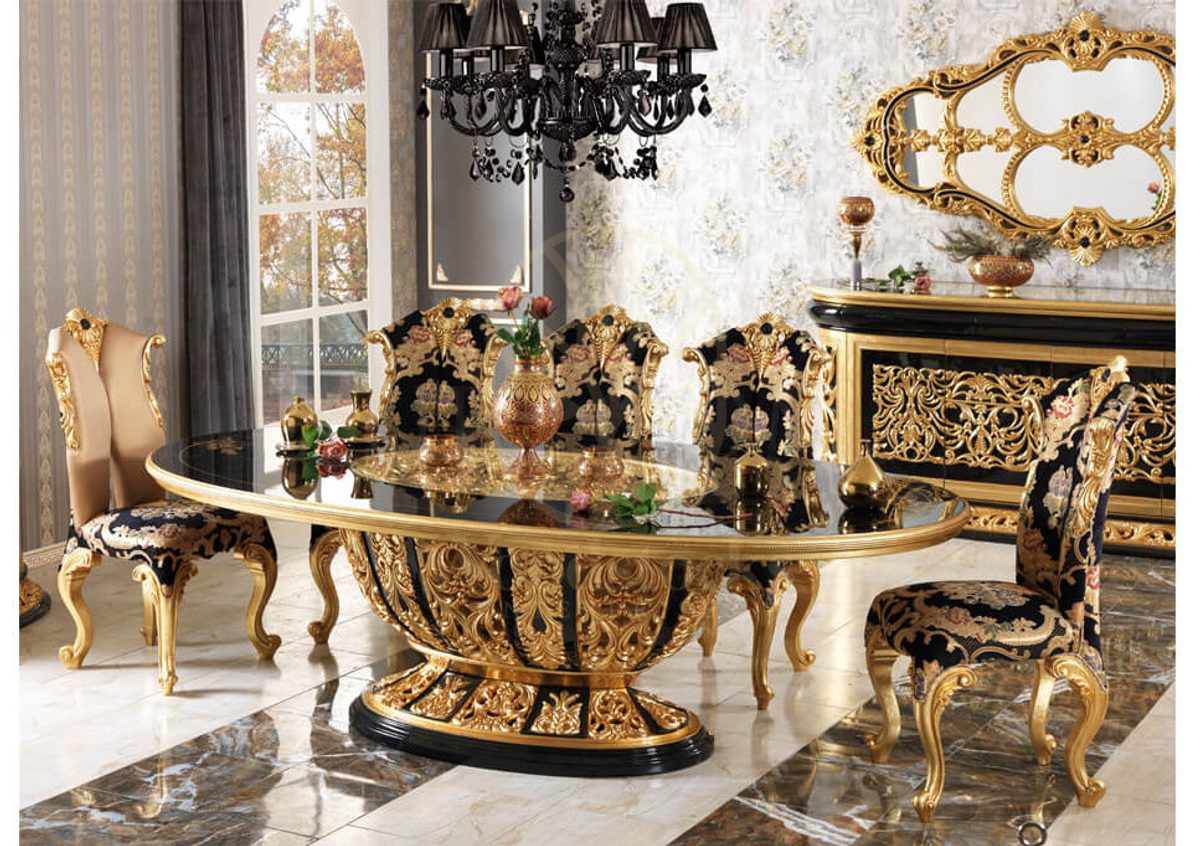 Royal Harzemsah Black Hand Carved Teak Dining Table Set, Saharanpur, view 3