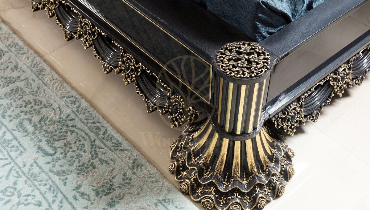 Royal Cape Grey Hand Carved Teak King Size Bed, Saharanpur, view 5