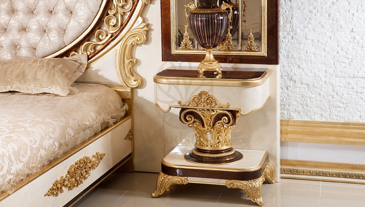 Royal Safir Gold Leaf Hand Carved Teak King Size Bed, Saharanpur, view 7
