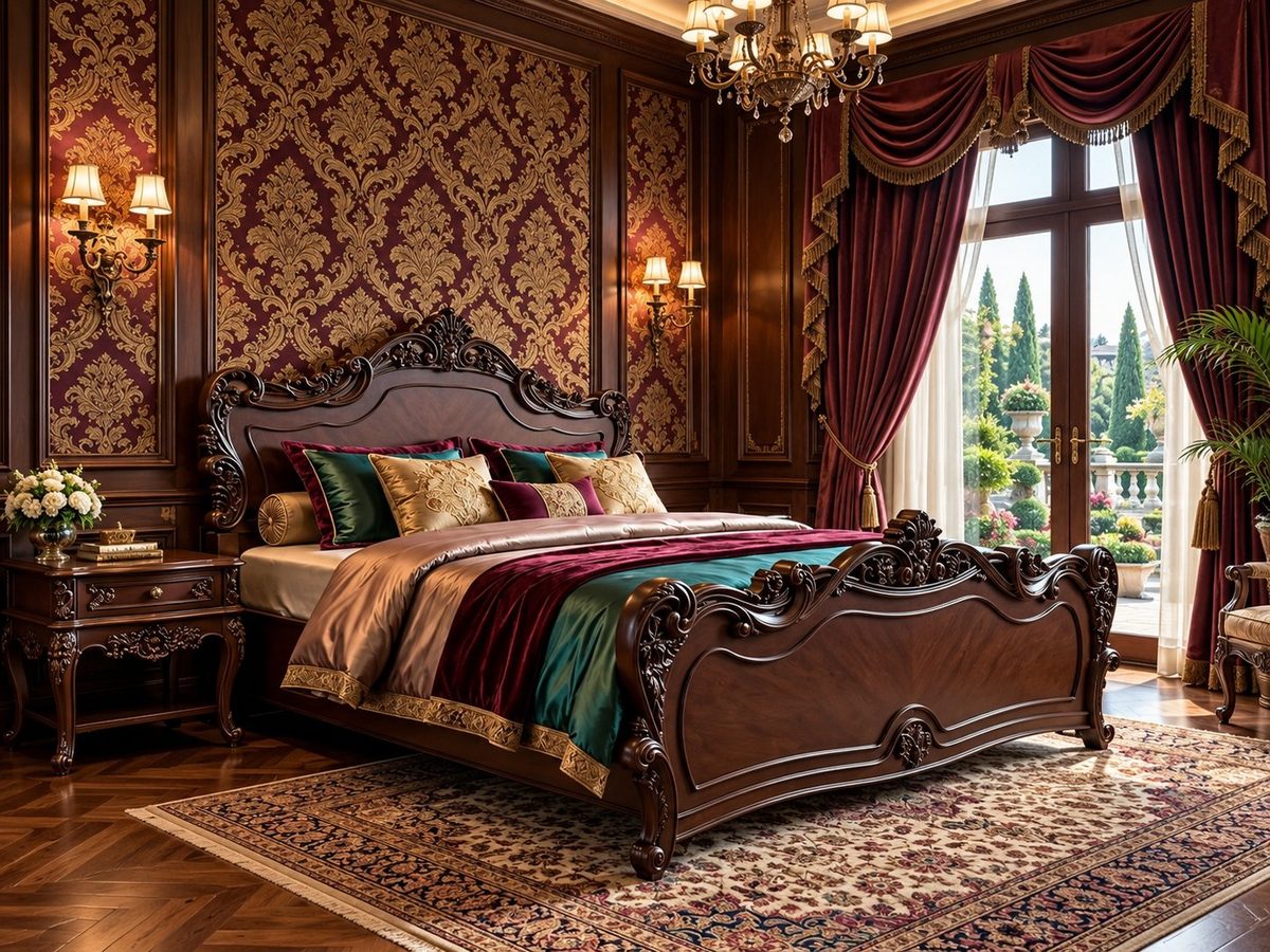 Maharaja Luxury Hand-Carved Teak King Bed IV, King Size Bed