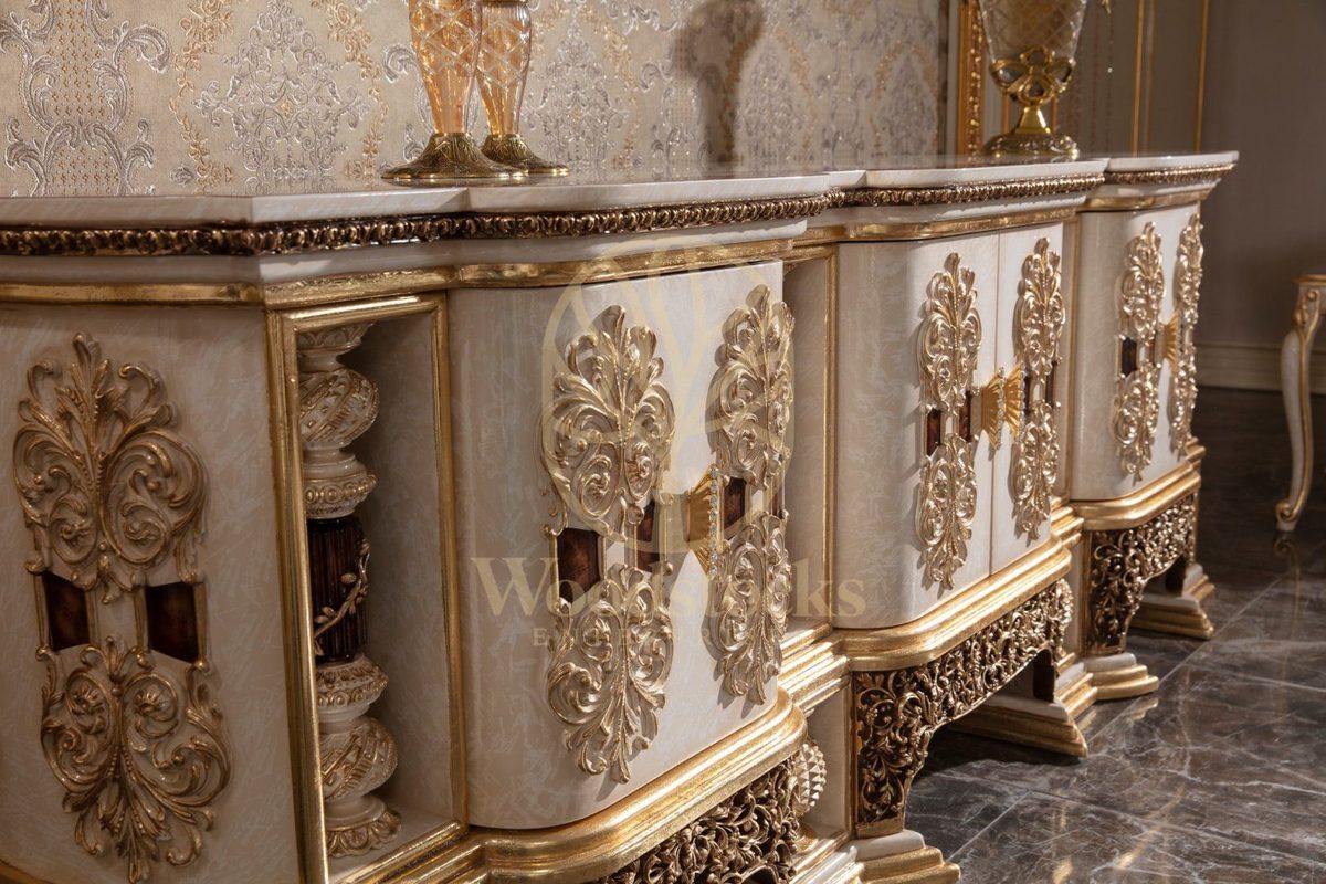 Teak Monaco Cream and Gold TV Cabinet, view 4