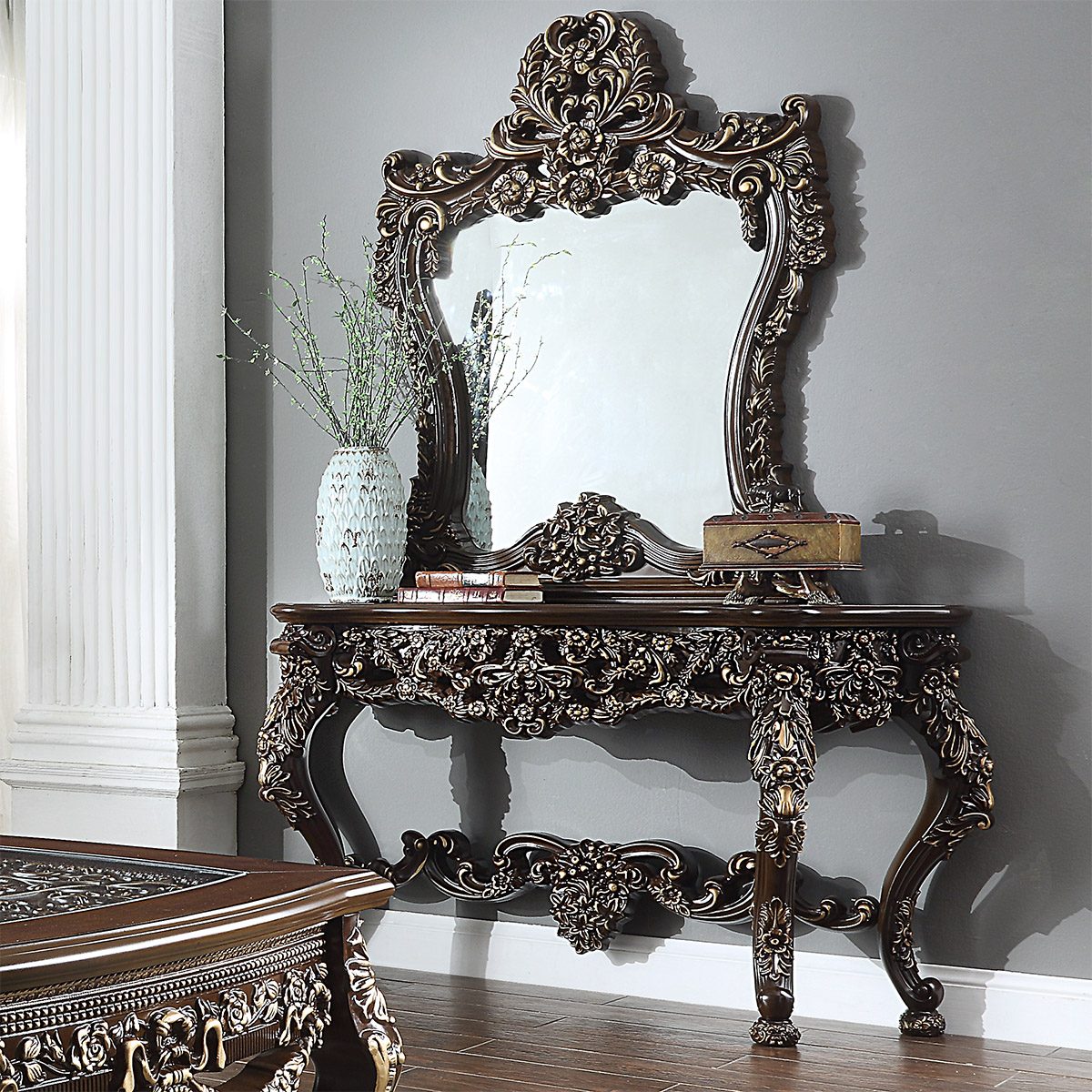 Teak Vintage Antique Gold Decorative Mirror III, Mirror Frame