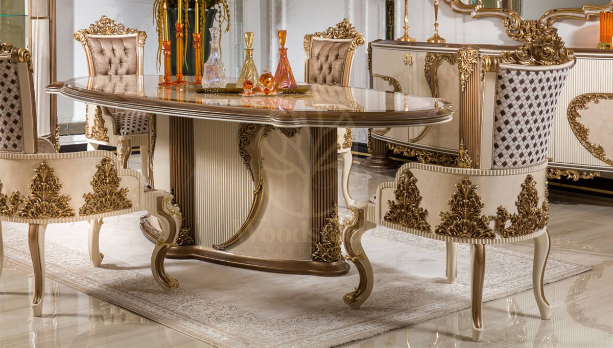 Royal Beril Hand Carved Teak Dining Table Set, Saharanpur, view 2