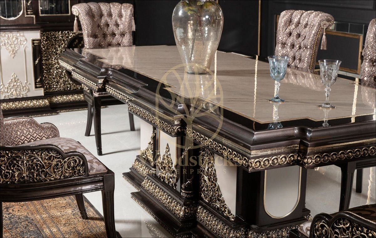 Teak Palace Brown and Gold Dining Set, view 8