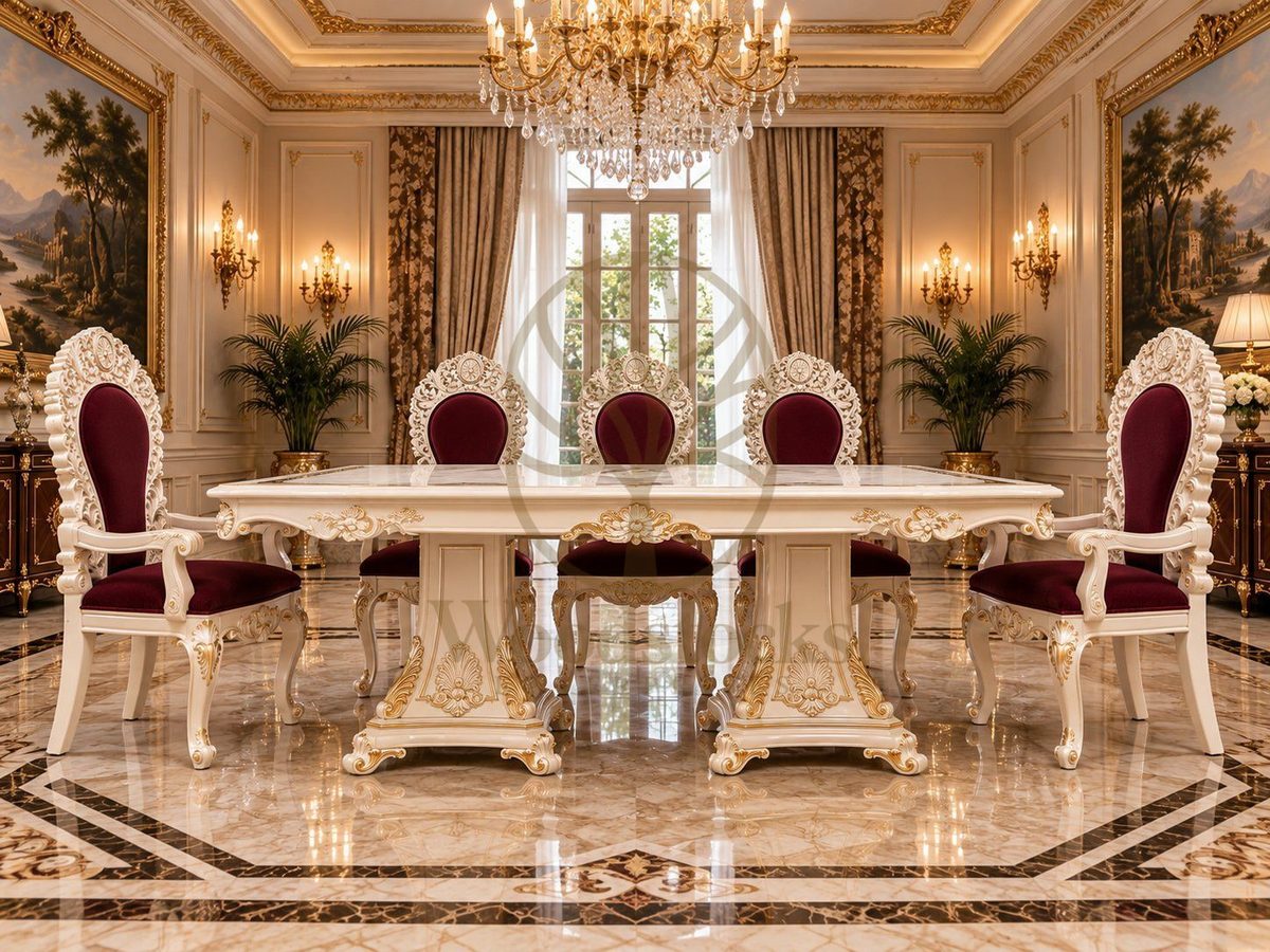 Maharaja Luxury Hand-Carved Teak Dining Table III