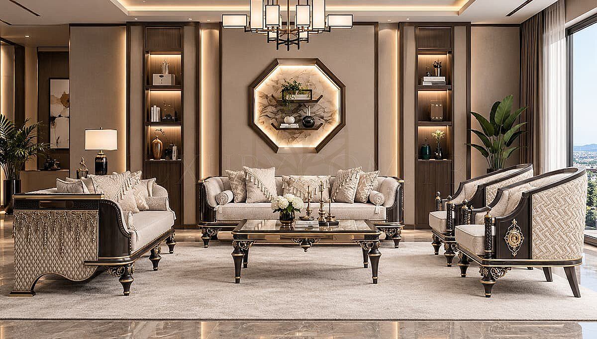 Luxury Bravena Handcrafted Teak Sofa Set, Saharanpur, Sofa Set