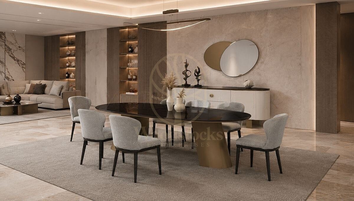 Luxury Ferretti Handcrafted Teak Dining Table Set, Saharanpur, view 3