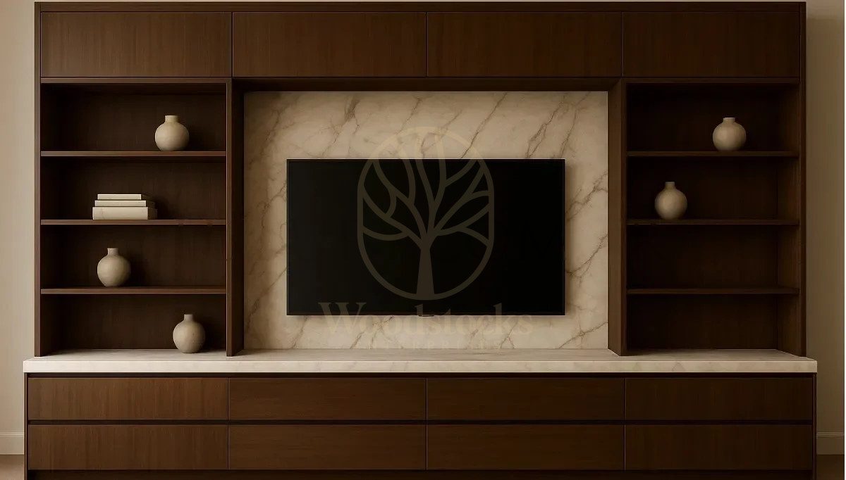 Luxury Roma Walnut Handcrafted Teak TV Cabinet, Saharanpur, TV Cabinet