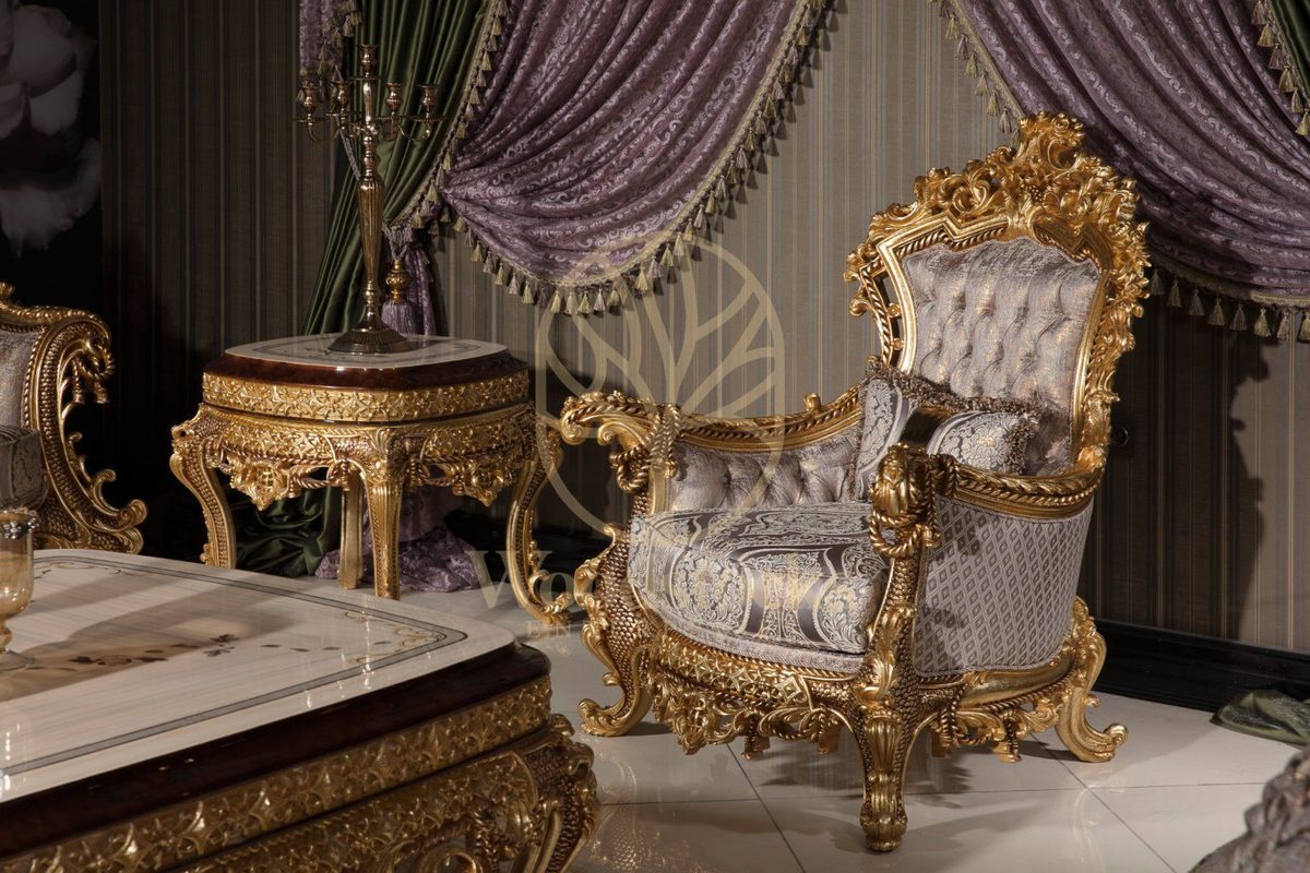 Teak Sovereign Antique Gold and Brown Sofa Set, view 3