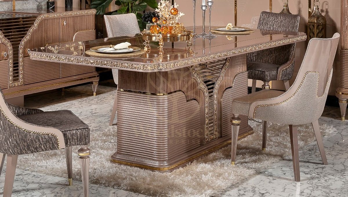 Royal Uzay Hand Carved Teak Dining Table Set, Saharanpur, view 3