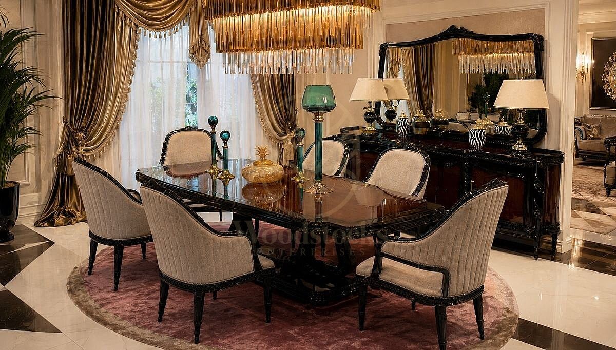 Royal Loren Hand Carved Teak Dining Table Set, Saharanpur, Dining Table