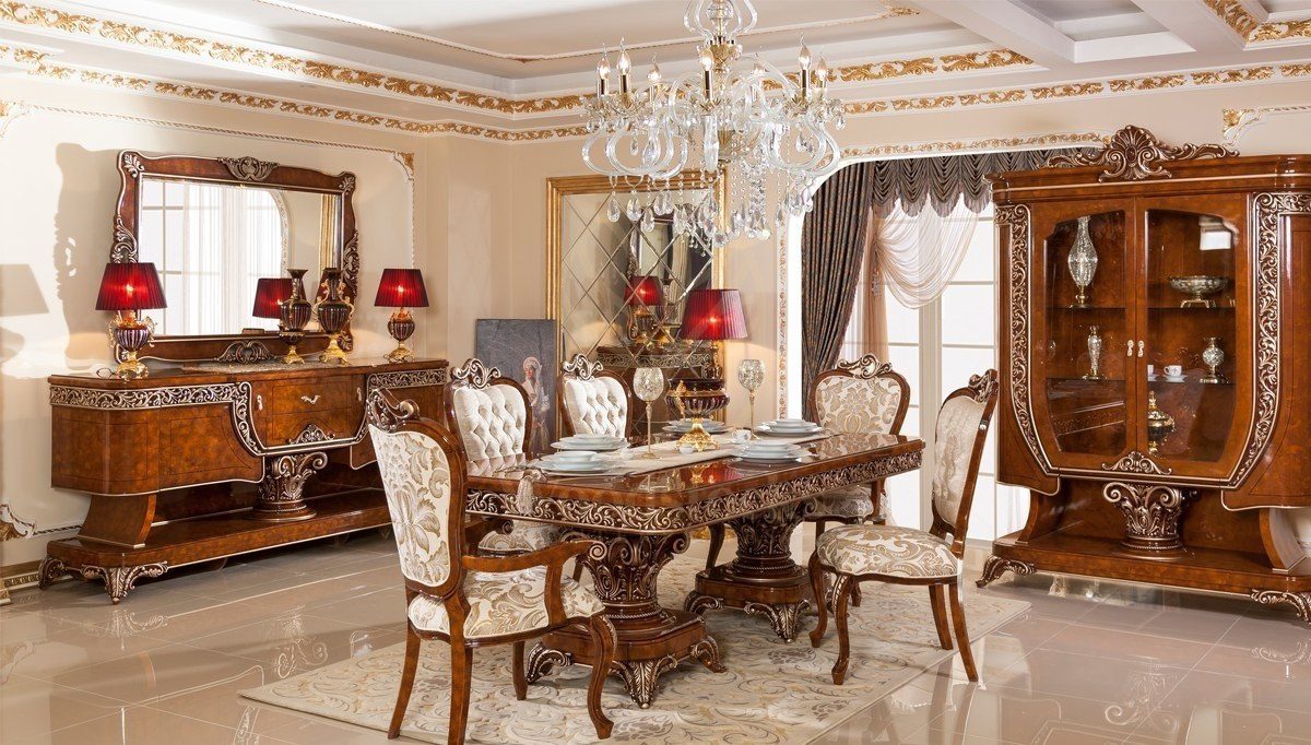 Royal Safir Hand Carved Teak Dining Table Set, Saharanpur, Dining Table