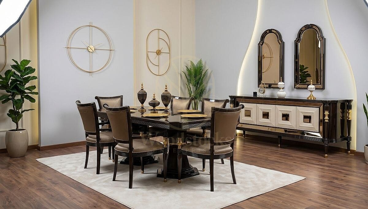 Royal Vespera Hand Carved Teak Dining Table Set, Saharanpur, Dining Table