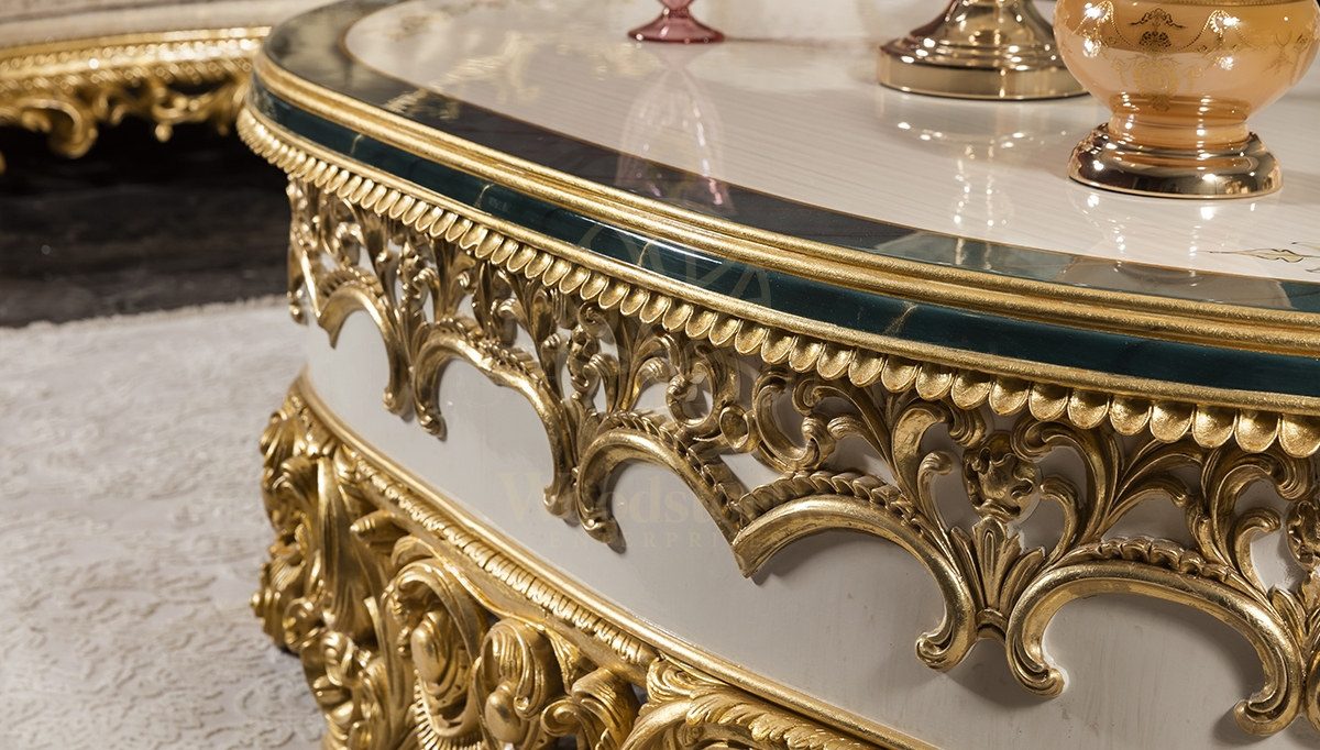 Royal Zumra Gold Leaf Hand Carved Teak Sofa Set, Saharanpur, view 7