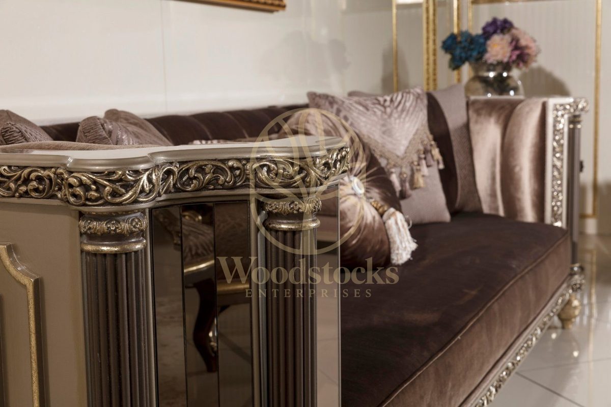 Teak Roma Mauve Velvet Sofa Set, view 3