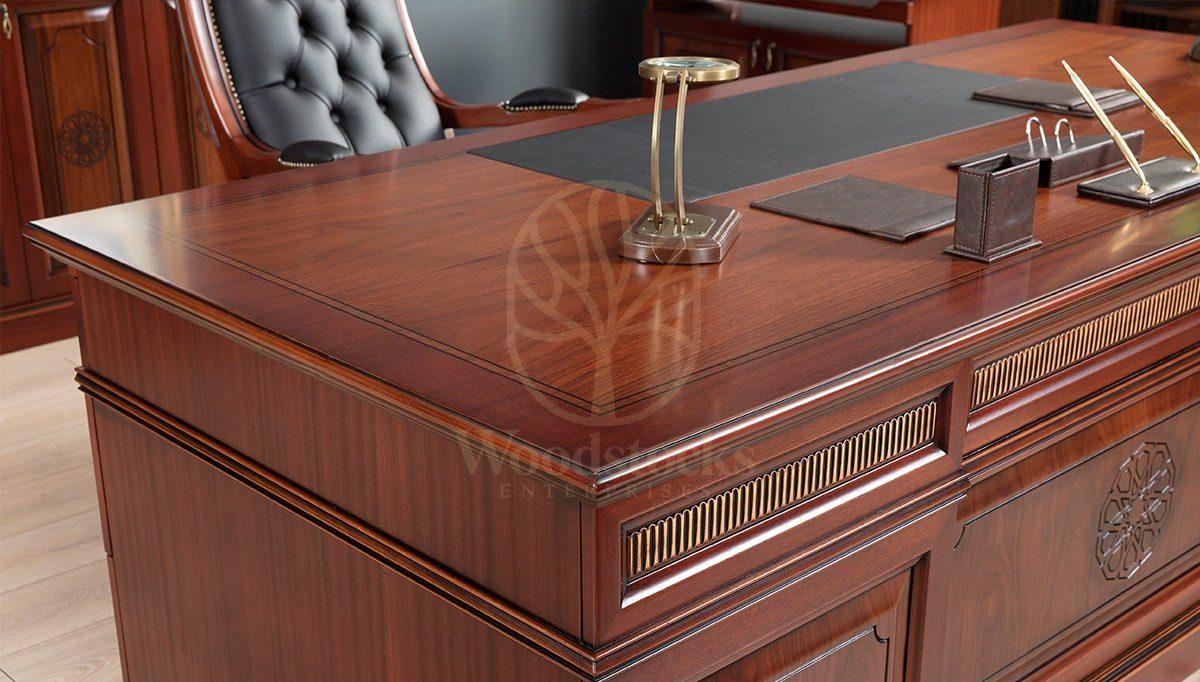 Royal Tiberya Hand Carved Teak Office Table, Saharanpur, view 7