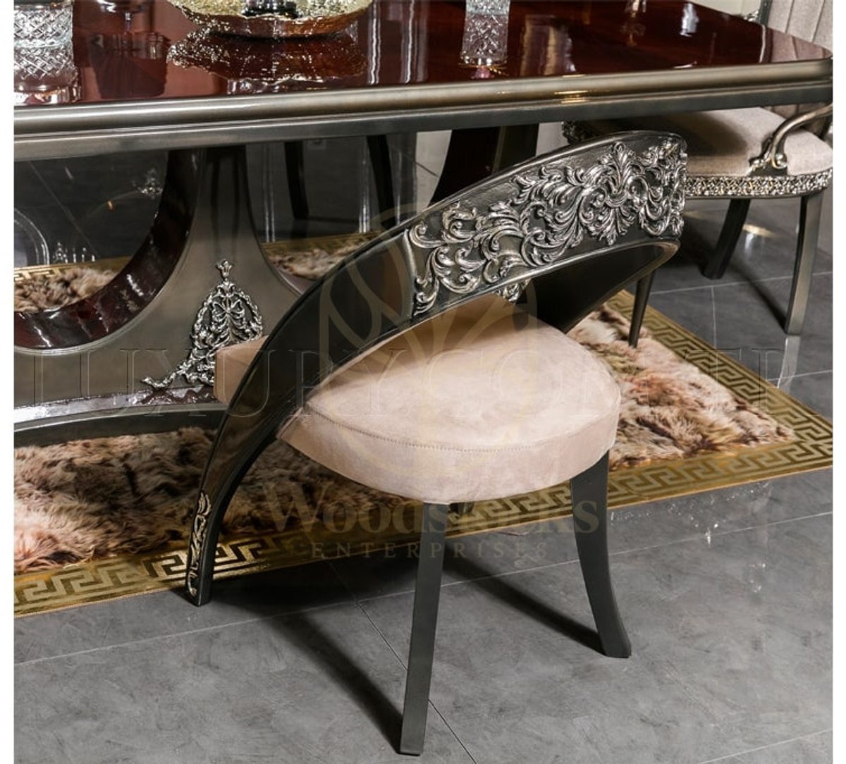 Royal Delato Hand Carved Teak Dining Table Set, Saharanpur, view 10