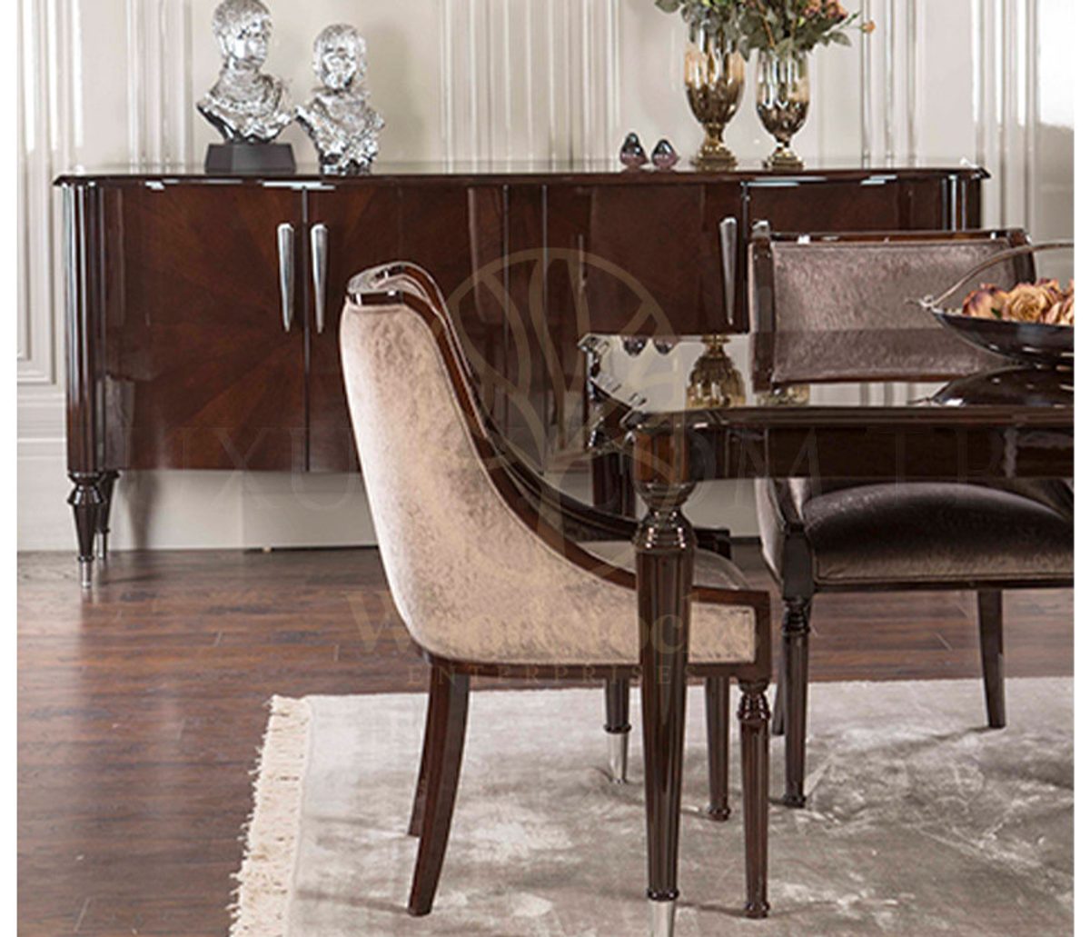 Luxury Sentinus Art Deco Handcrafted Teak Dining Table Set, Saharanpur, view 7