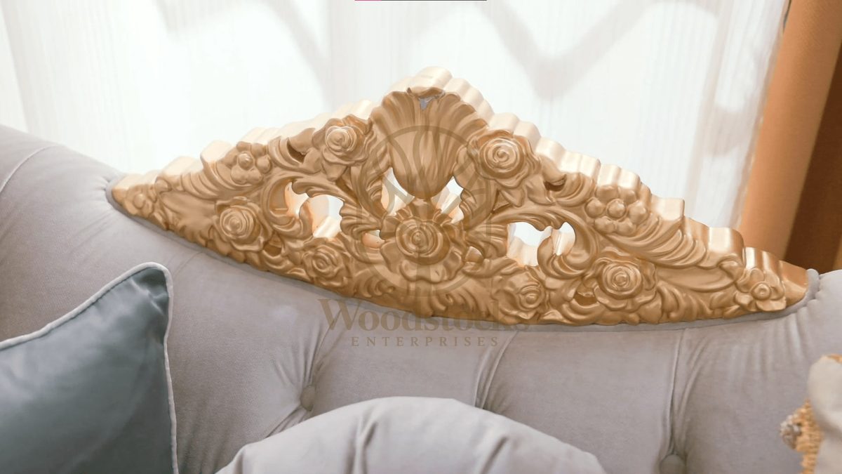 Teak Hand-Carved Gold Maharaja 3-Piece Sofa Set, view 4