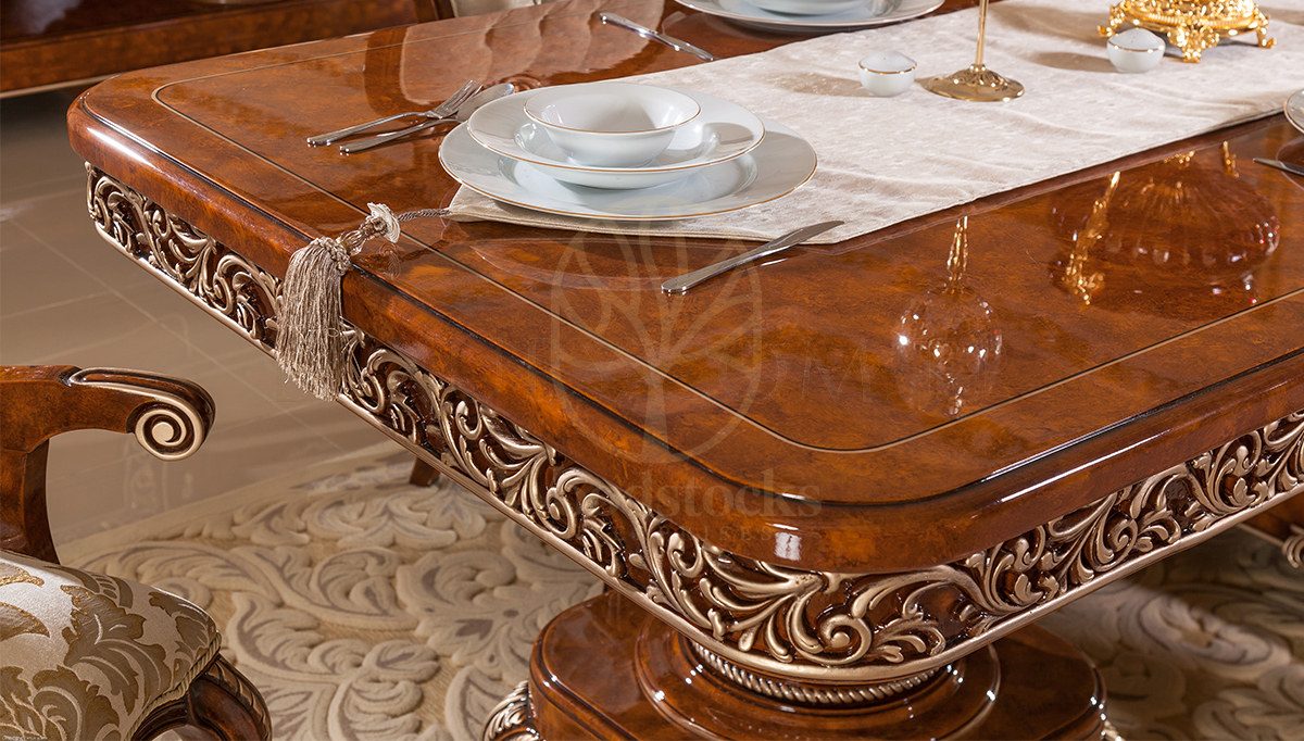 Royal Safir Hand Carved Teak Dining Table Set, Saharanpur, view 8