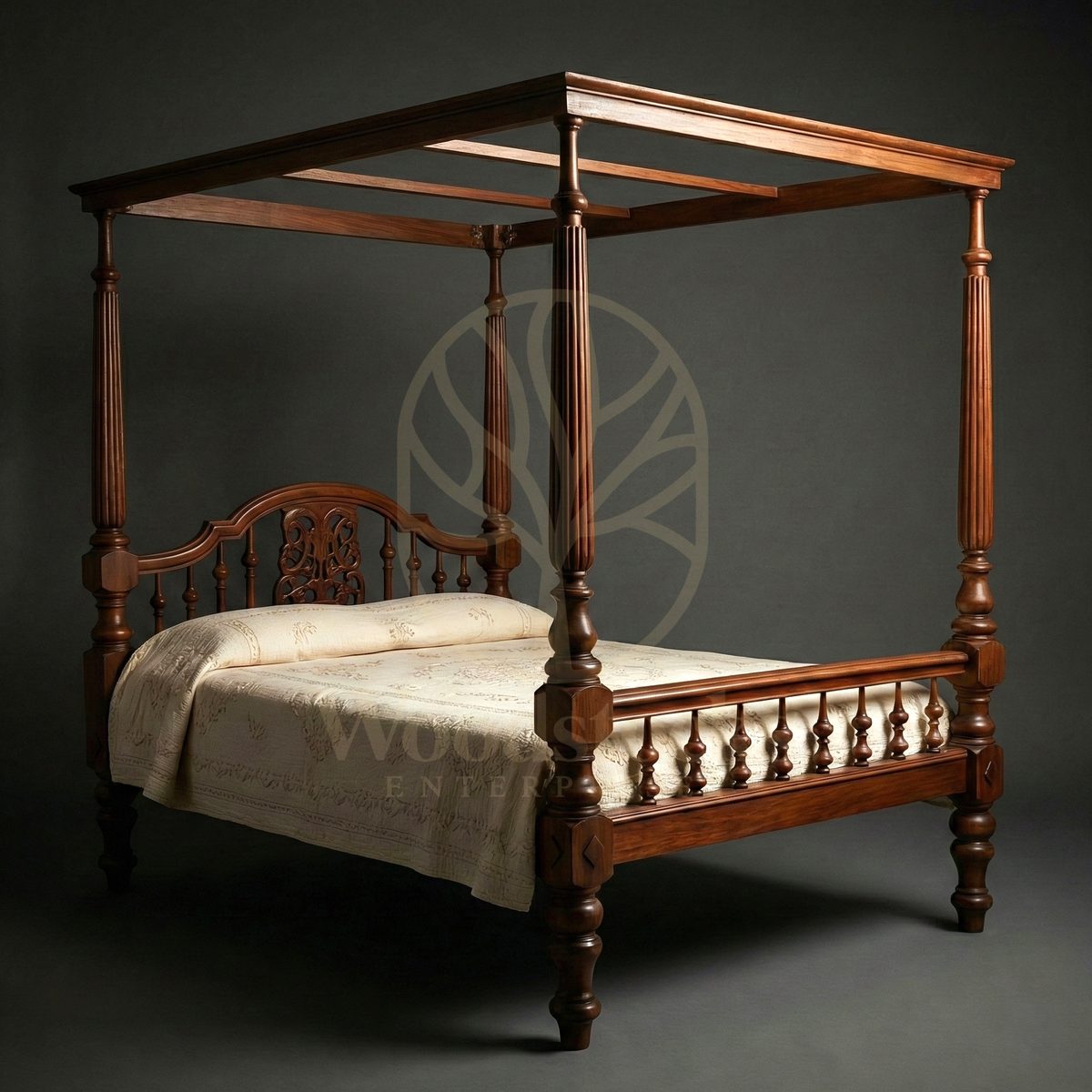 Royal Hand Carved Teak Cossimbazar Mansion House Poster Bed, Saharanpur, view 5