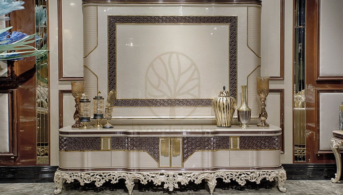 Royal Atlanta Hand Carved Teak TV Cabinet, Saharanpur, view 2
