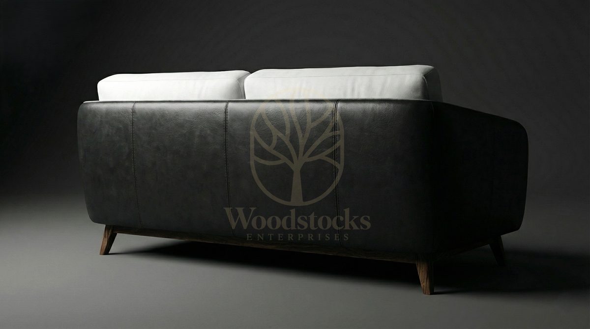 Luxury Teak Manhattan Modernist Leather 2 Seater Sofa, Saharanpur, view 4