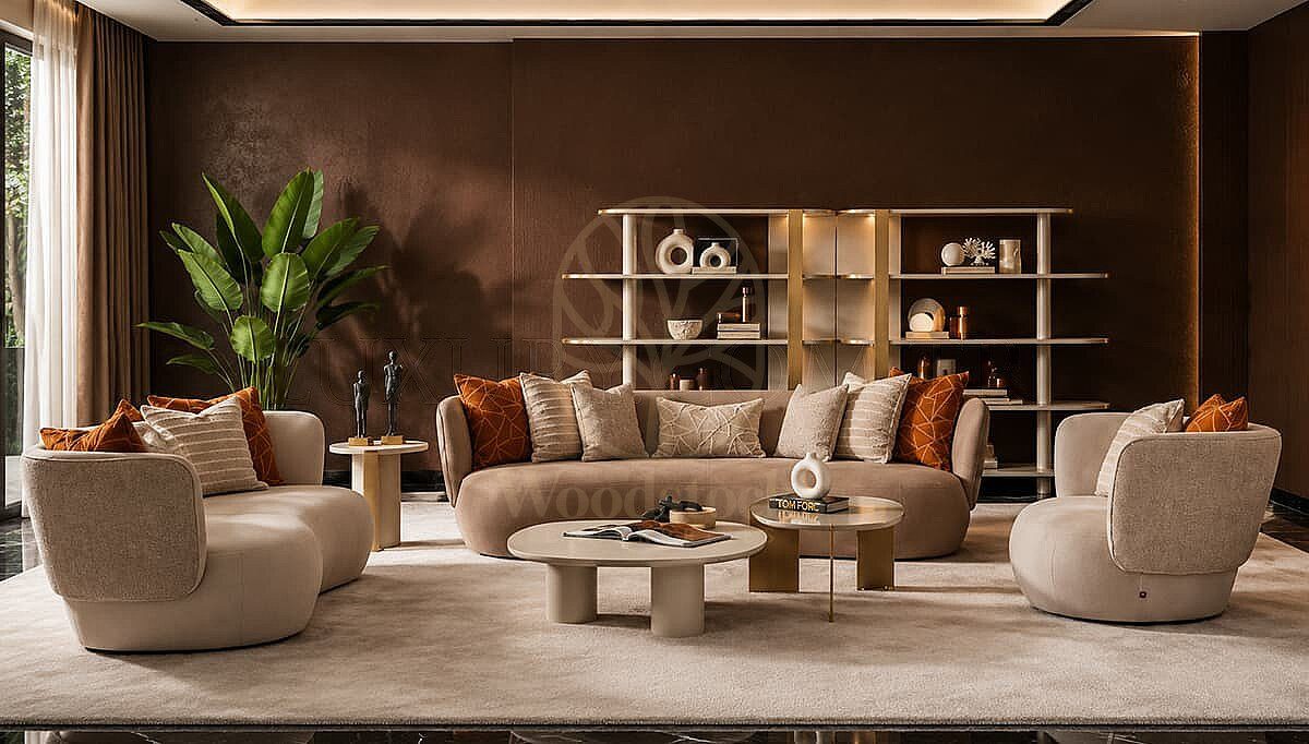Luxury Novello Oval Handcrafted Teak Sofa Set, Saharanpur, Sofa Set