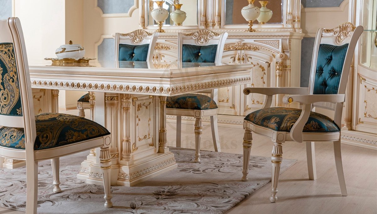 Royal Vera Hand Carved Teak Dining Table Set, Saharanpur, view 2