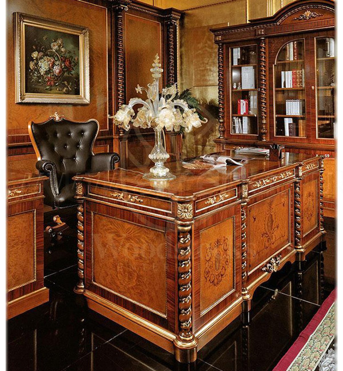 Royal Silases Bronze Hand Carved Teak Office Table, Saharanpur, view 4