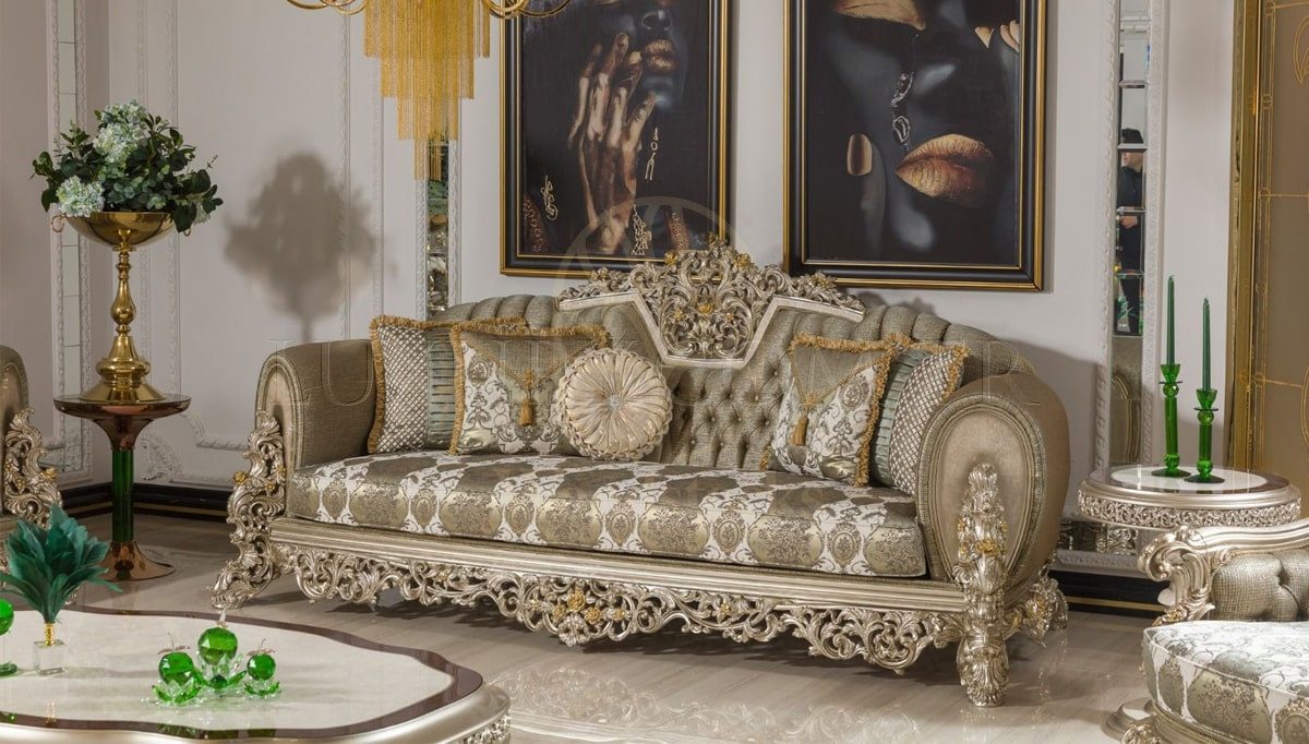 Royal Haseki Hand Carved Teak Sofa Set, Saharanpur, view 2