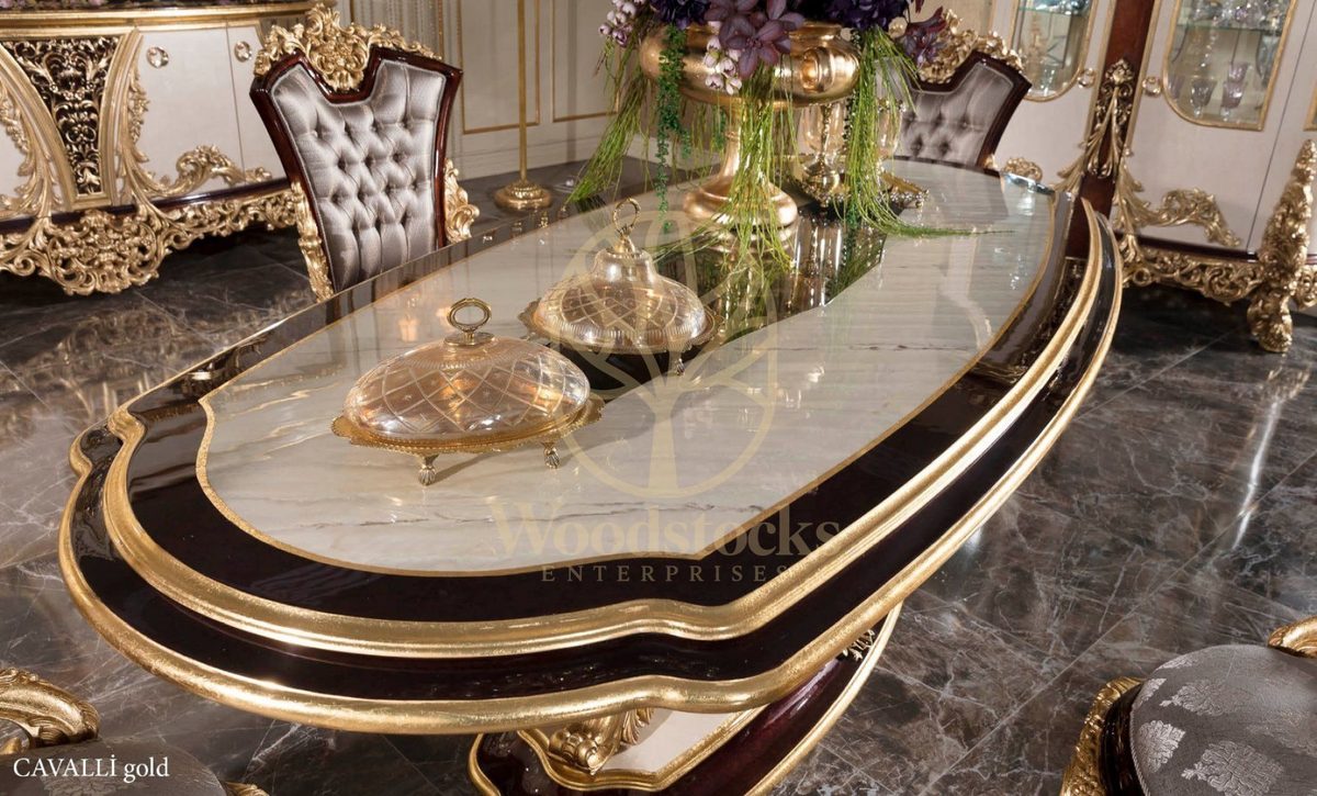 Teak Royal Gold Carved Dining Set, view 3