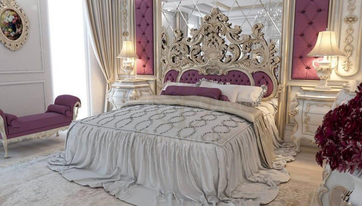 Royal Abudabi Purple Hand Carved Teak King Size Bed, Saharanpur, view 3
