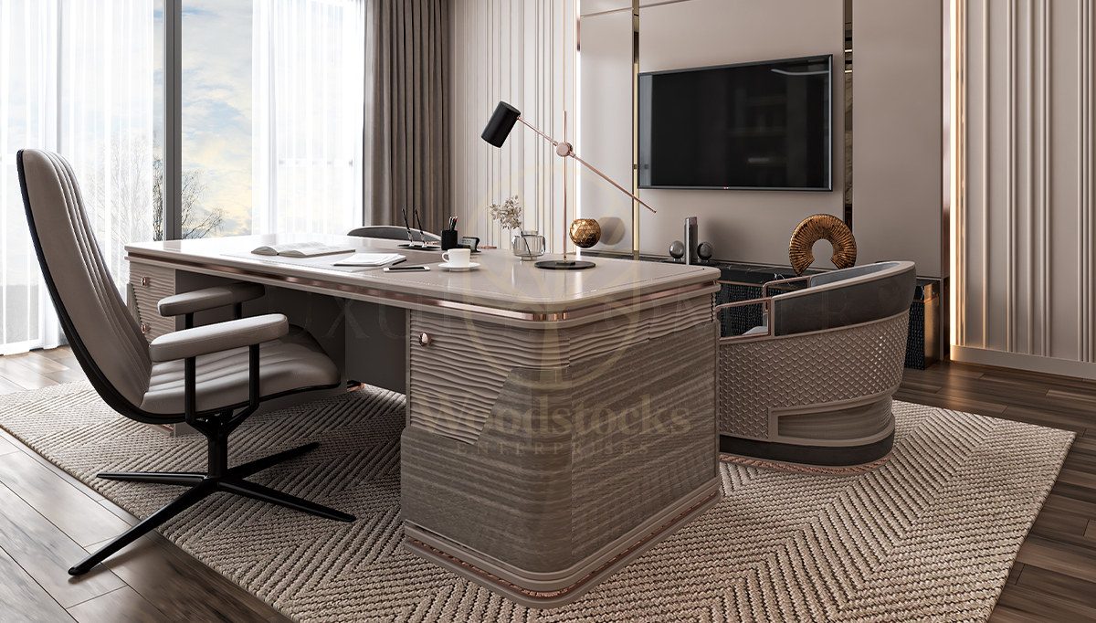 Luxury Oslov Handcrafted Teak Office Table, Saharanpur, view 10