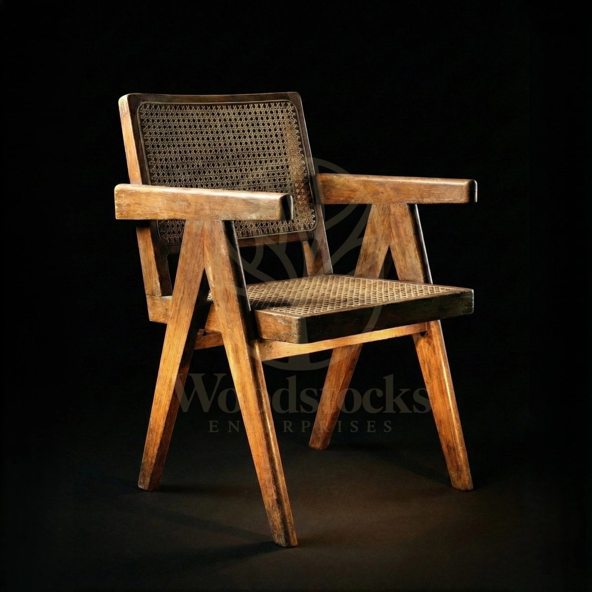 Luxury Teak Chandigarh Secretariat Cane Armchair, Saharanpur, Living Room Chair