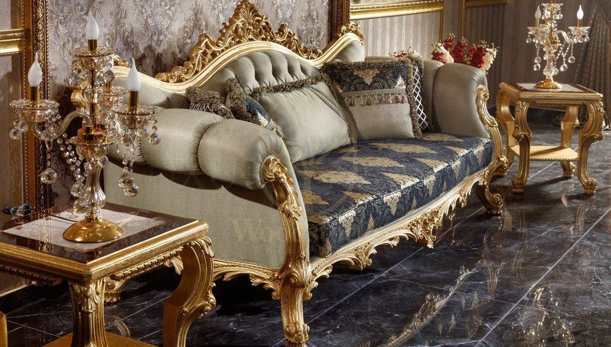 Royal Monesa Gold Leaf Hand Carved Teak Sofa Set, Saharanpur, view 6