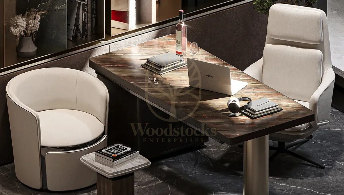 Luxury Kanyon Handcrafted Teak Office Table, Saharanpur, view 6