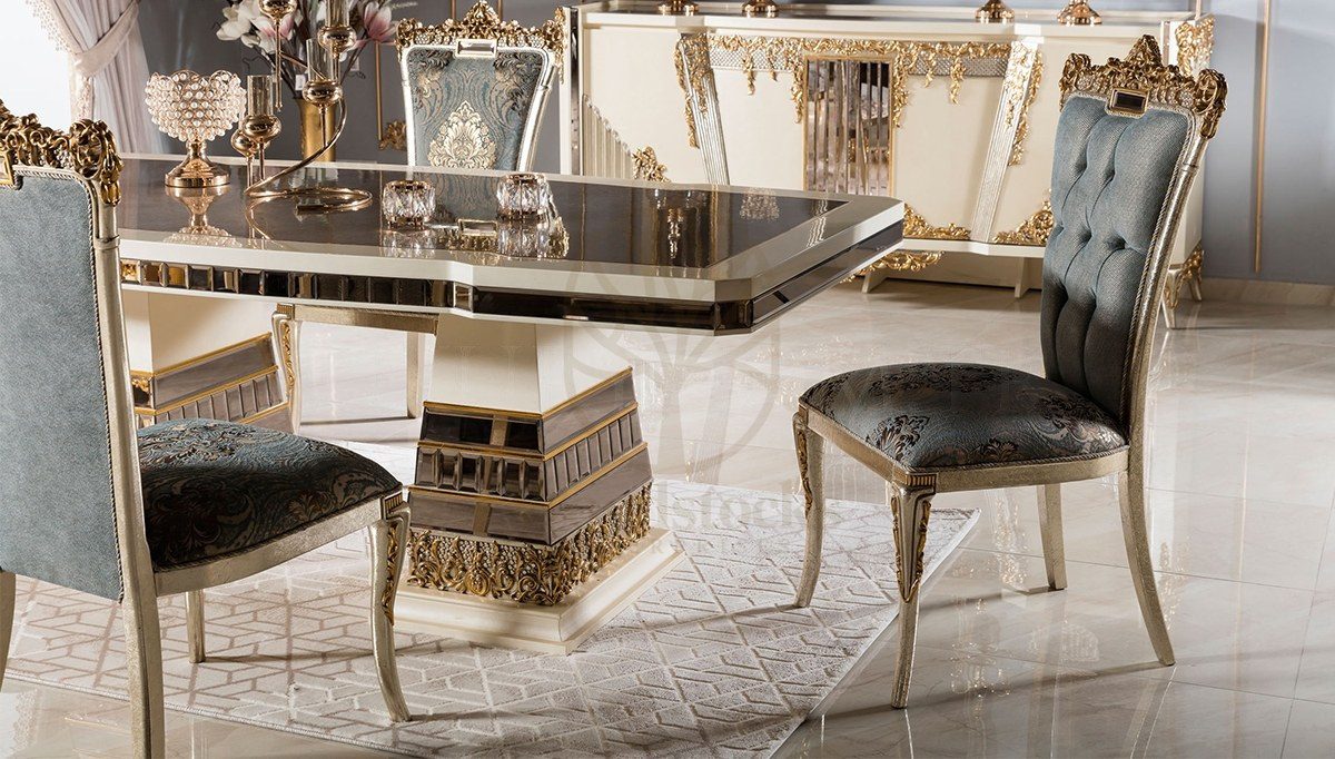 Royal Hanedan Hand Carved Teak Dining Table Set, Saharanpur, view 2