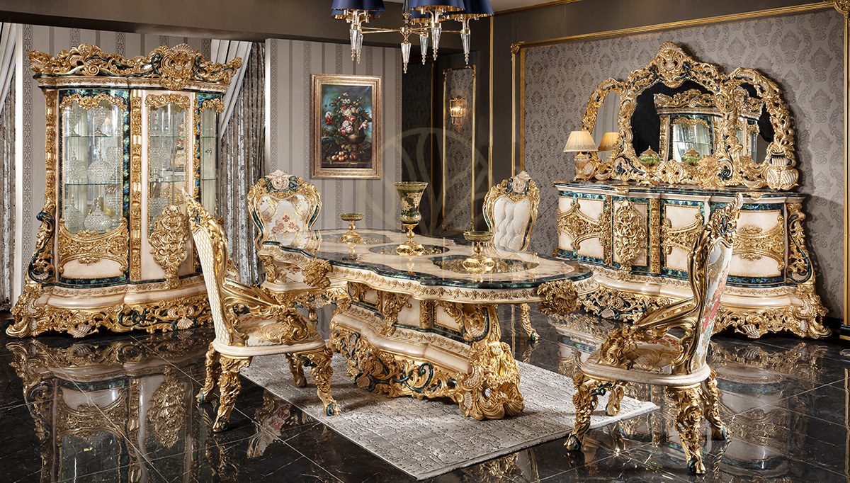 Royal Ciragan Hand Carved Teak Dining Table Set, Saharanpur, Dining Table