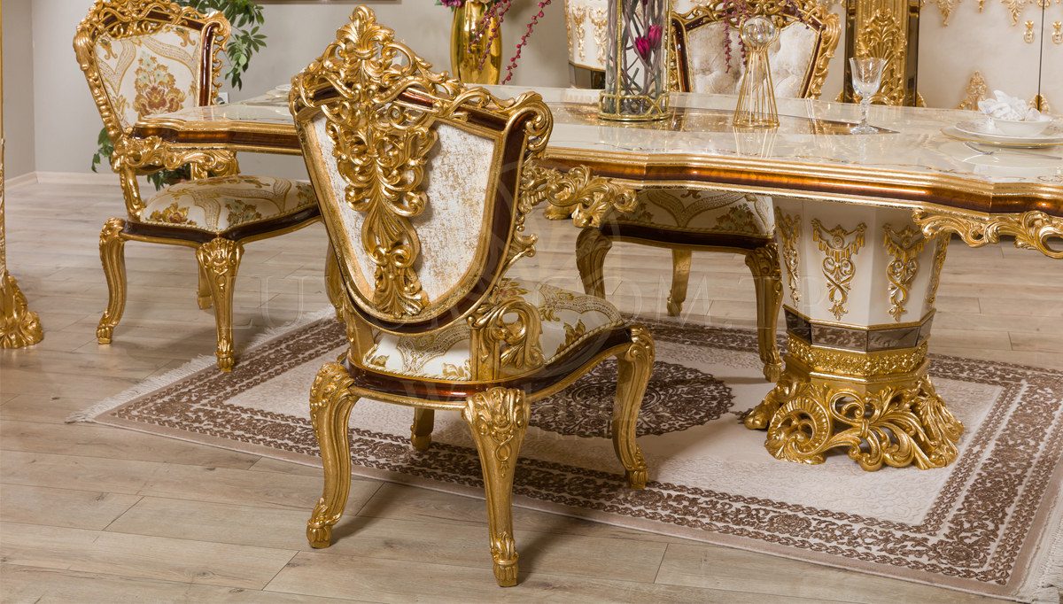 Royal Hurrem Hand Carved Teak Dining Table Set III, Saharanpur, view 5