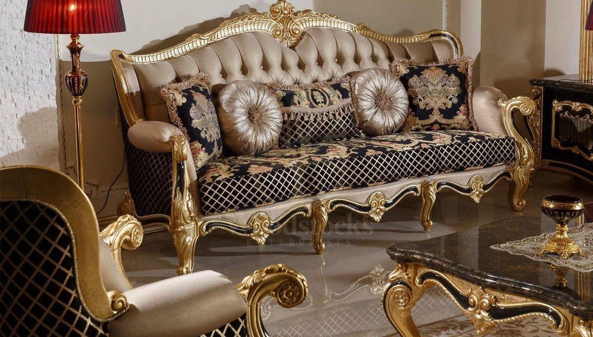 Royal Kayihan Black Hand Carved Teak Sofa Set, Saharanpur, view 3