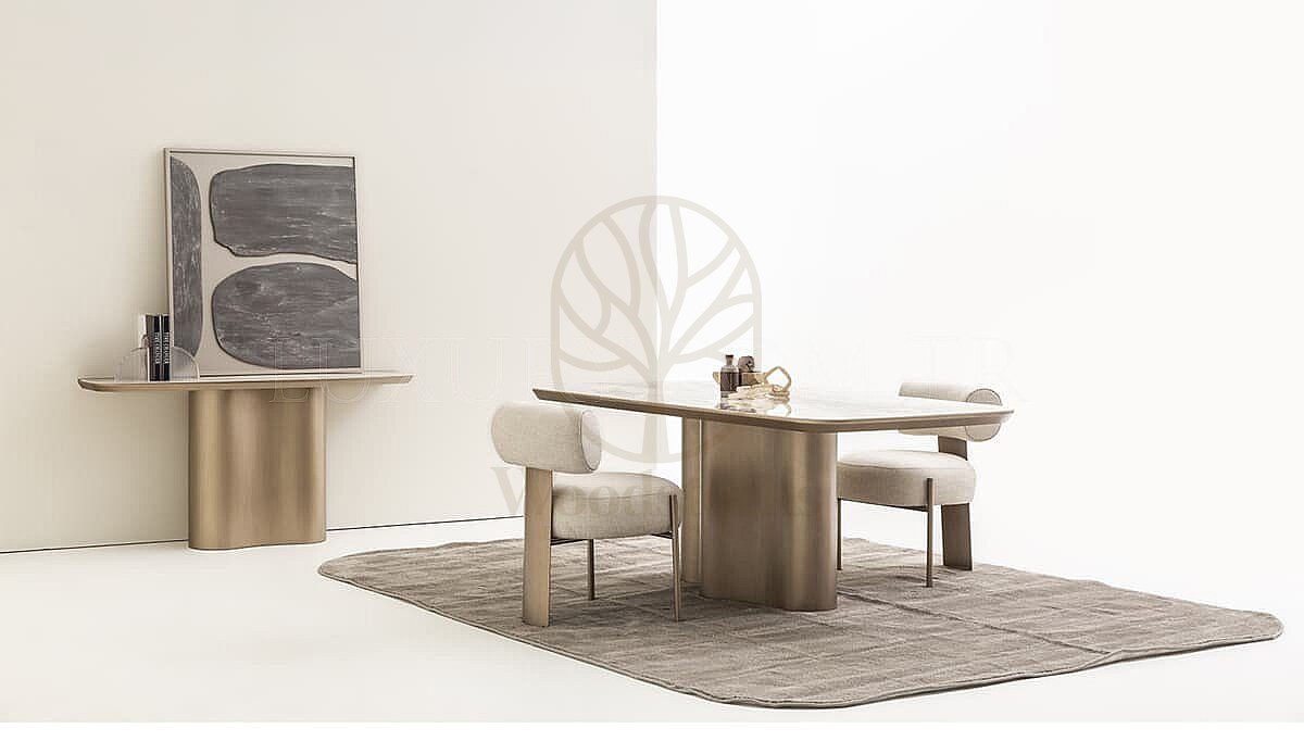 Luxury Pera Beige Handcrafted Teak Dining Table Set, Saharanpur, view 3