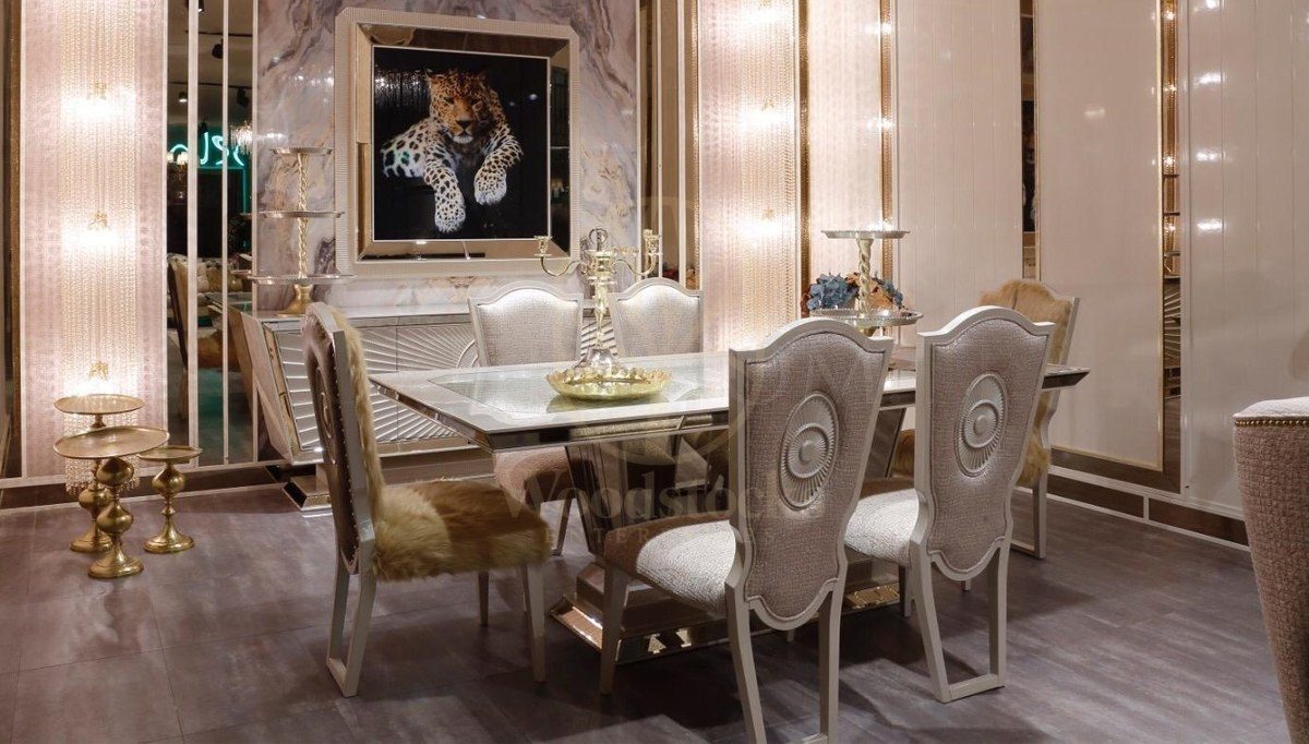 Luxury Sewena Art Deco Handcrafted Teak Dining Table Set, Saharanpur, view 3