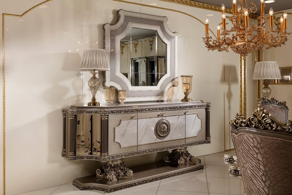 Teak Roma Silver and Grey Console Table, Console Table