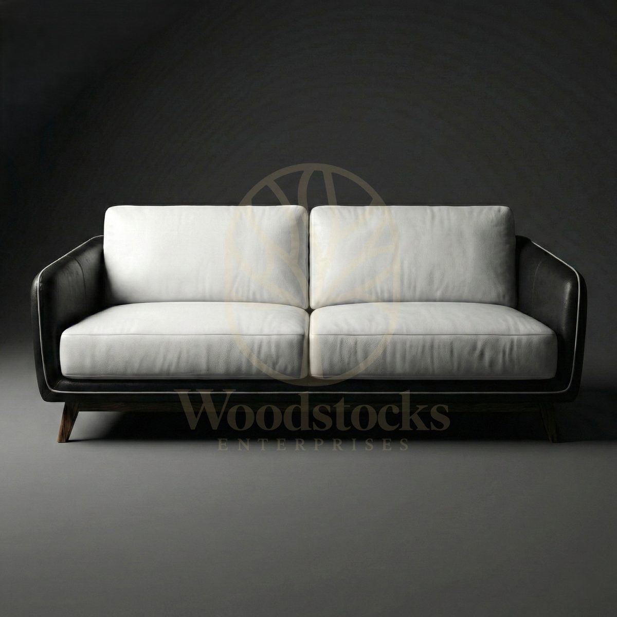 Luxury Teak Manhattan Modernist Leather 2 Seater Sofa, Saharanpur, Sofa Set