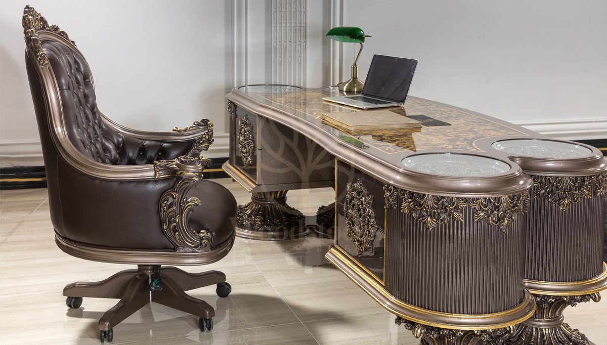 Royal Neova Hand Carved Teak Office Table, Saharanpur, view 6