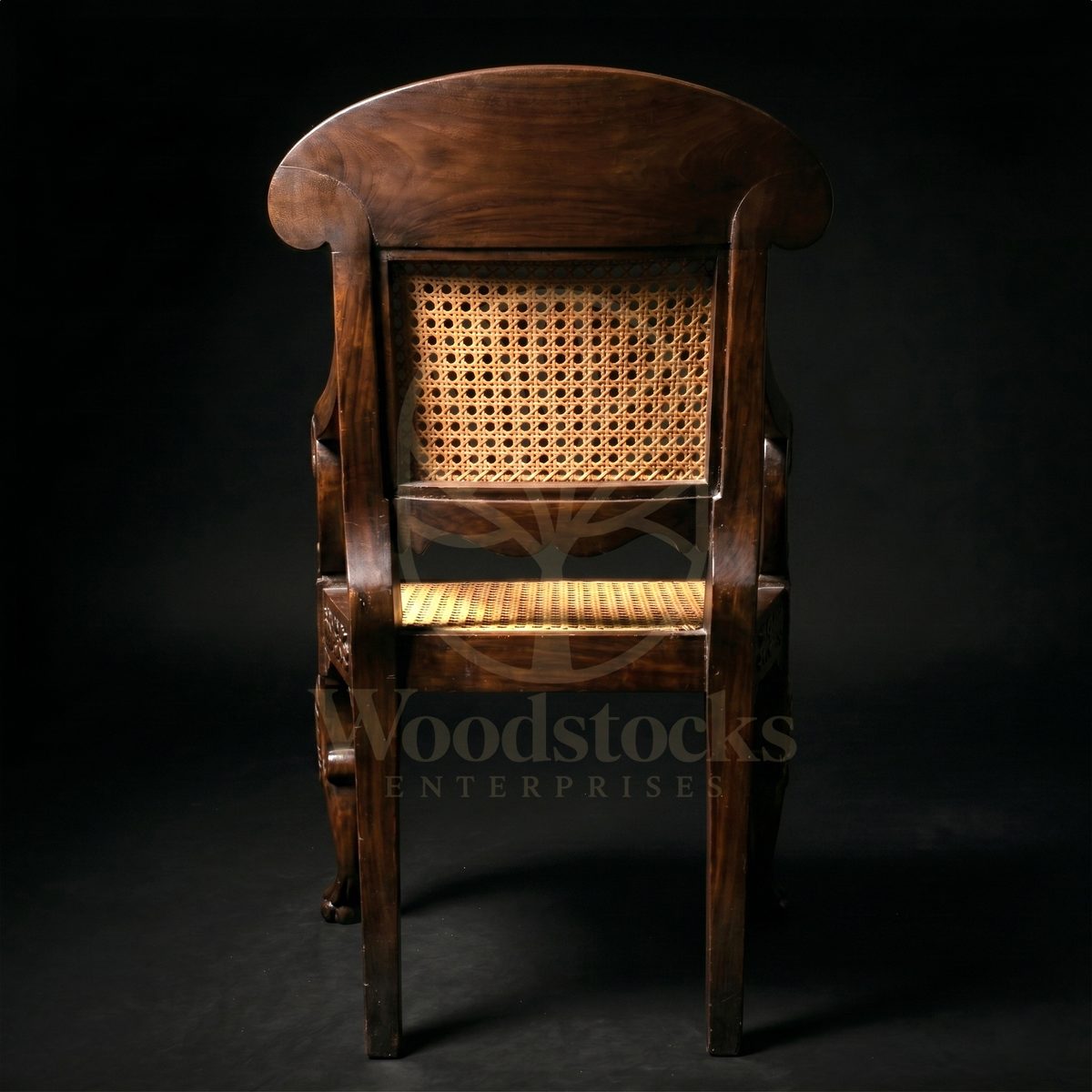 Royal Hand Carved Teak Byculla Club Regency Revival Armchair, Saharanpur, view 6