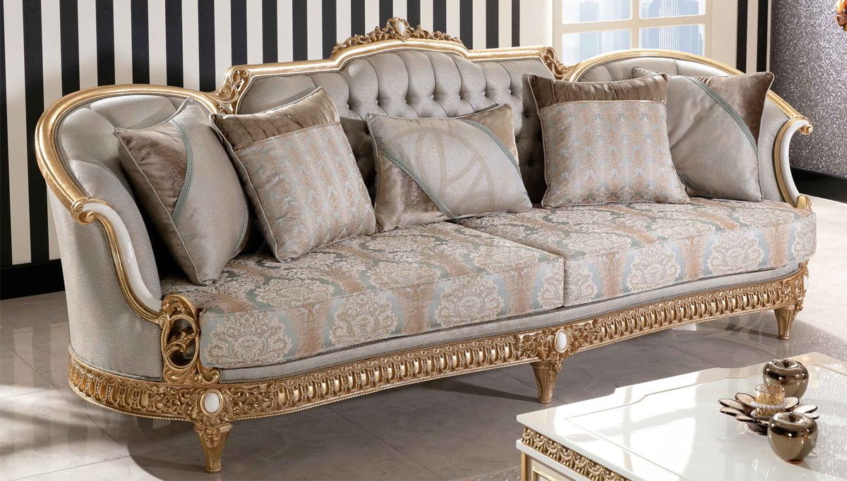 Royal Dominika Cream Hand Carved Teak Sofa Set, Saharanpur, view 3