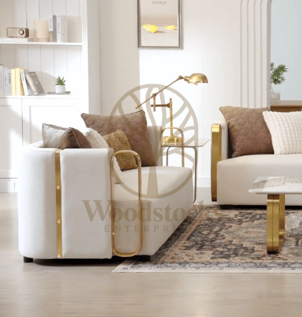 Teak Contemporary Gold Sofa Set III, view 7